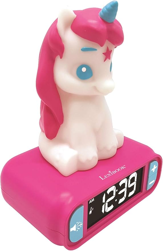 LEXiBOOK - Unicorn Digital Alarm Clock for Kids with Night Light, Snooze and Unicorn Sound Effects, Childrens Clock, Luminous Unicorn, Pink Colour - RL800UNI