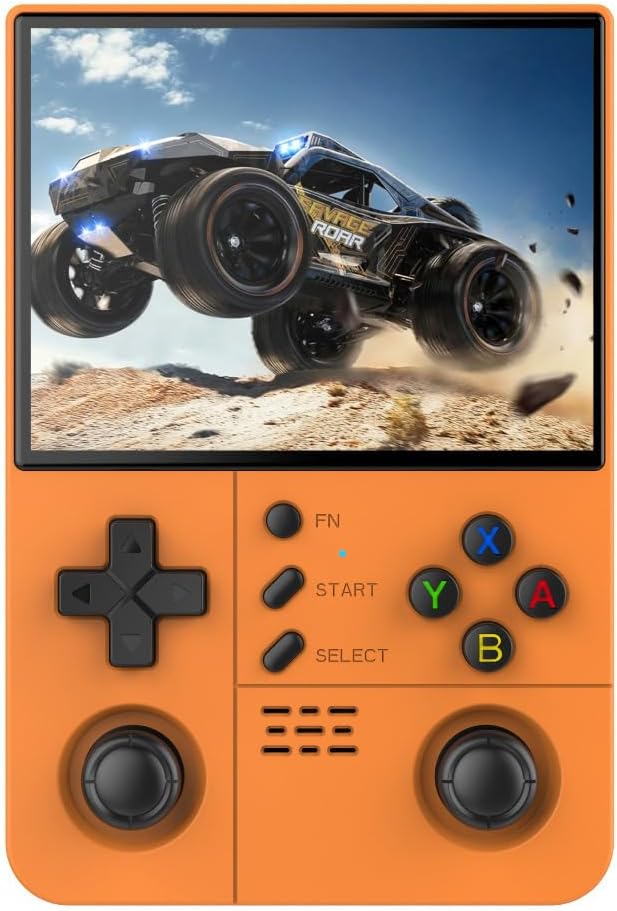 R40XX PROMAX Retro Handheld Game Console,15000+ Games with Open Source Linux System,30+Emulators,4.2-Inch IPS Screen Portable Game Console,4500mAh Battery,Gifts for Adult (Orange Black)
