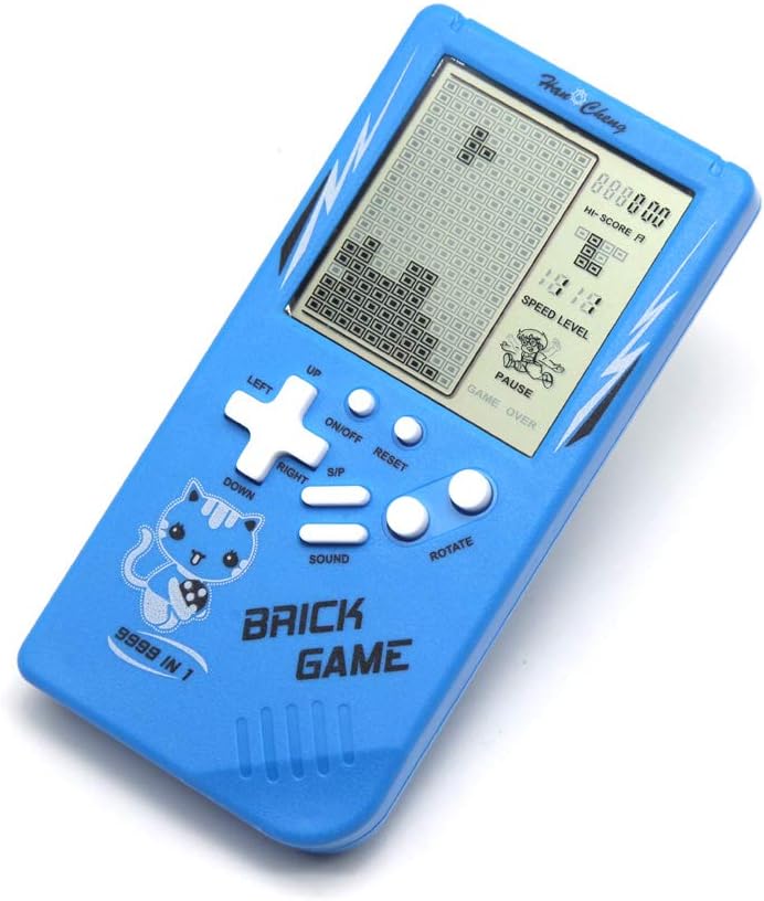 Retro Big Screen Brick Game Console 9999 in 1 Tank/Racing/Shooting Casual Puzzle Game Adjustable Difficulty and Speed Small and Easy to Carry Best Gifts (Blue)