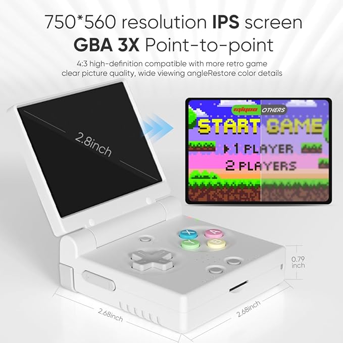 Miyoo Mini Flip Portable Handheld Game Console Portable 2.8-inch 750*560 IPS Screen 2500mAh Miyoo-mini Flip Retro Handheld Clamshell Retro Games Consoles Black 64GB