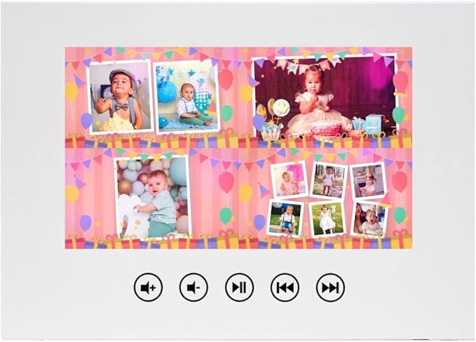 Custom Babies Birthday Video Greeting Card – Add Your Photos for Unique Slideshow – Charming Gift for Kids – 7” IPS Screen, 512MB Storage, Long-Lasting Battery, Plug & Play USB