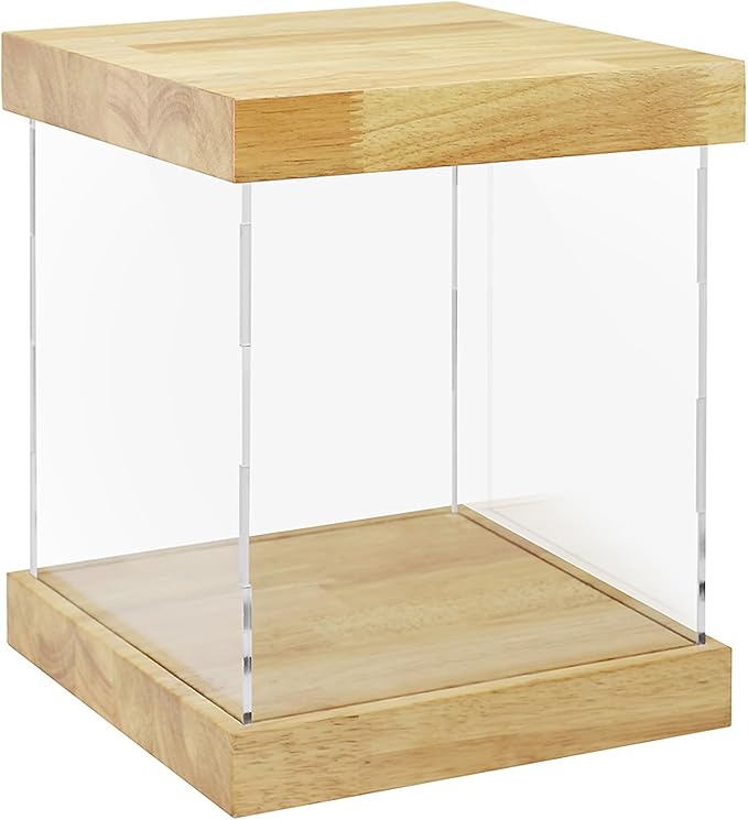 BenchPro Clear Acrylic Display Case for Trophy, Collectibles, Assemble Cube Display Box Stand Dust Proof Protection Showcase for Action Figures Toys. (1.75" Thick Wood, 14" H x 12" L x 12" D)