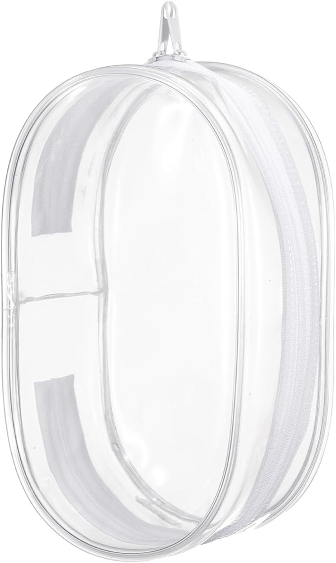 uxcell Figure Display Bag, 3 x 4.3 x 7.3 Inch PVC Oval Portable Dolls Pouch Carrying Case Storage Bag Keychain Charm for Showing Off Boxes Dolls, Clear