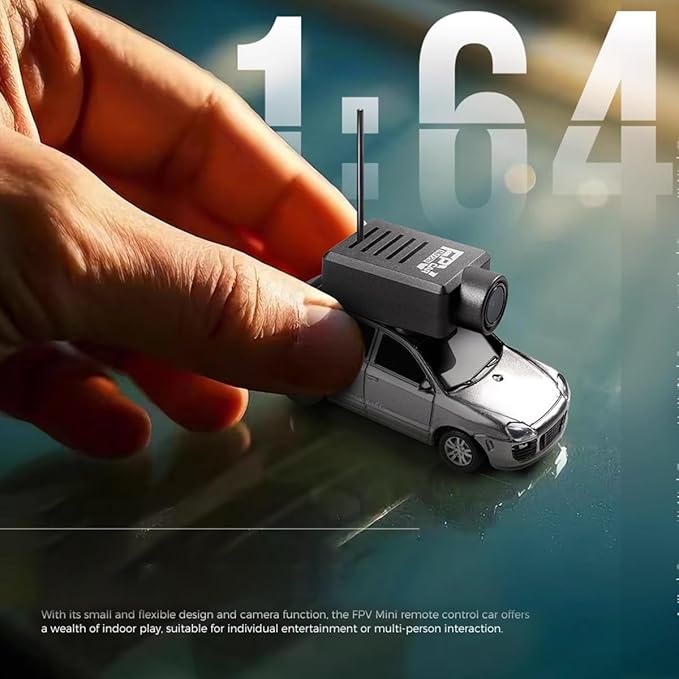 Mini RC Car with Camera, 1/64 Scale APP-Controlled Fully Proportional FPV Remote Control Racing Car with Gyro and Underbody Lighting, Gifts for Vehicle Lover