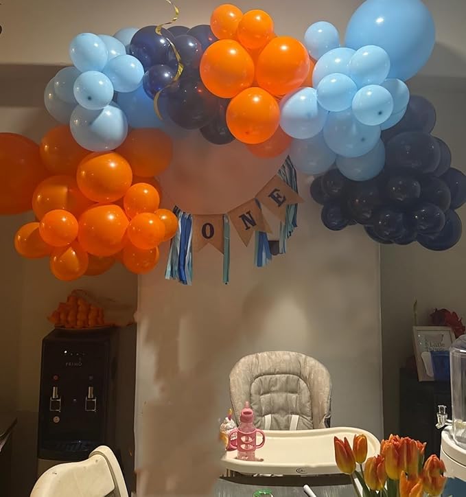 Orange Blue Balloons Garland Arch Kit Orange Navy Blue Balloon Arch Kit Pearl Dark Light Blue Latex Balloon Helium Balloons for Boys Birthday Party Decoration Wedding Party Supplies