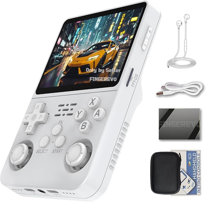 R36S Handheld Game Console 3.5-in 640*480 IPS OCA Screen 3200mAh Opensource System RK3326 Pure White