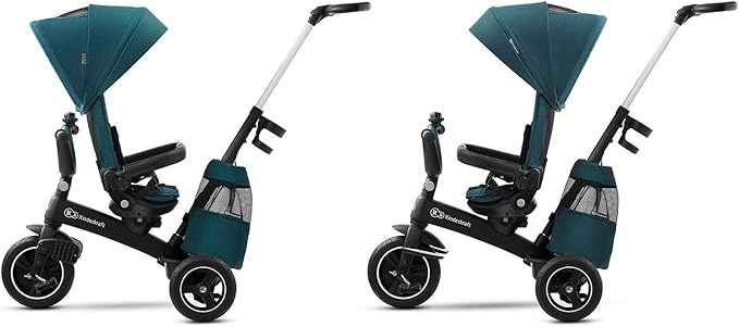 Kinderkraft EASYTWIST Trycicle for Kids Toddlers, Trike 5-in-1, Swivel seat 360° Rotation, Waterproof Material with UPF50+ Filter, Adjustable Parent Handle, Green