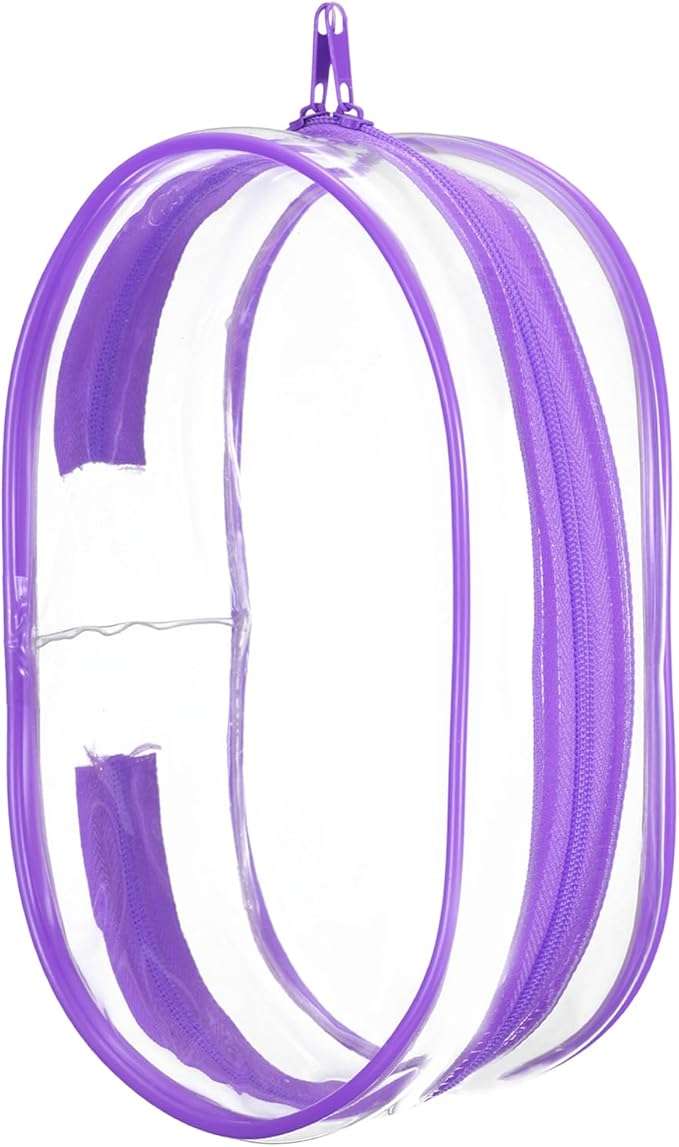 uxcell Figure Display Bag, 3 x 4.3 x 7.3 Inch PVC Oval Portable Dolls Pouch Carrying Case Storage Bag Keychain Charm for Showing Off Boxes Dolls, Purple