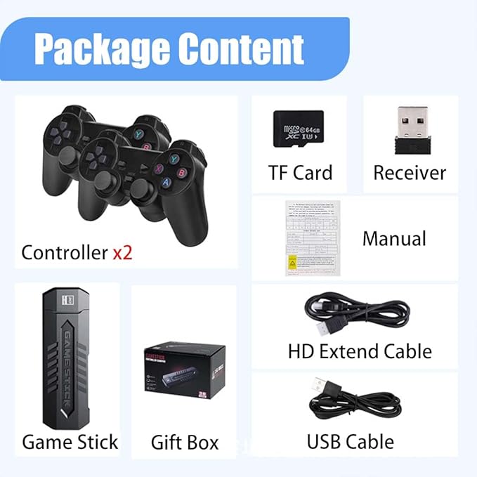 X2 Pro 4K Retro Game Stick, HD Home Video Game Console with 2 Wireless Controllers, HDMI Output, 30000+ Built-in Games (128GB)