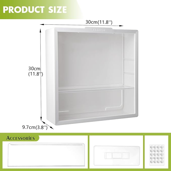 loobuu 2 Tiers Clear Display Case for Figures, Adjustable Stand Acrylic Storage Organizers Box with Magnetic Door, Wall-Mounted Dustproof Showcase for Collectibles Action Figure