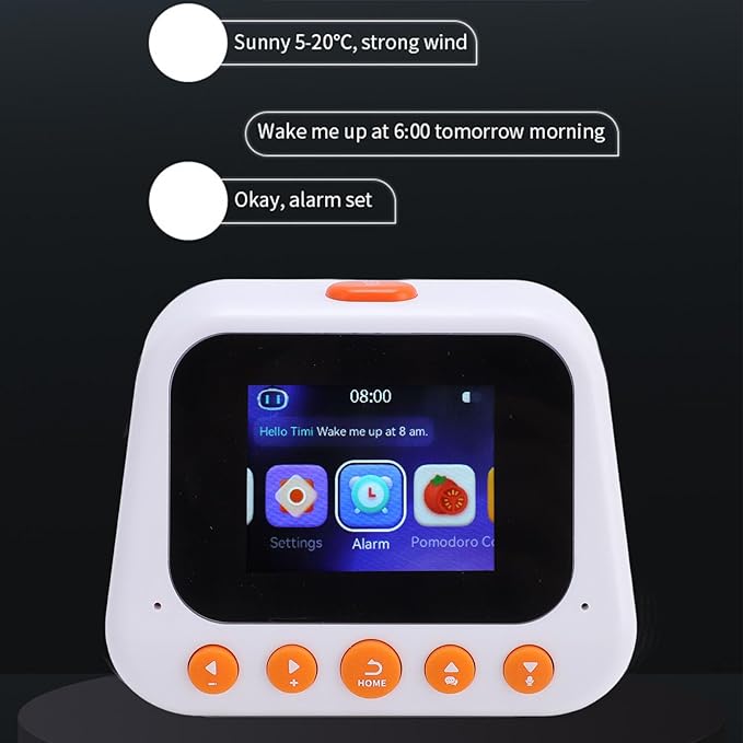 AI Intelligent Learning Robot, Type C Time Manager Reminder 2 in 1 with Voice Multifunctional Translation Early Education Machine, AI Desktop Robot with User Manual