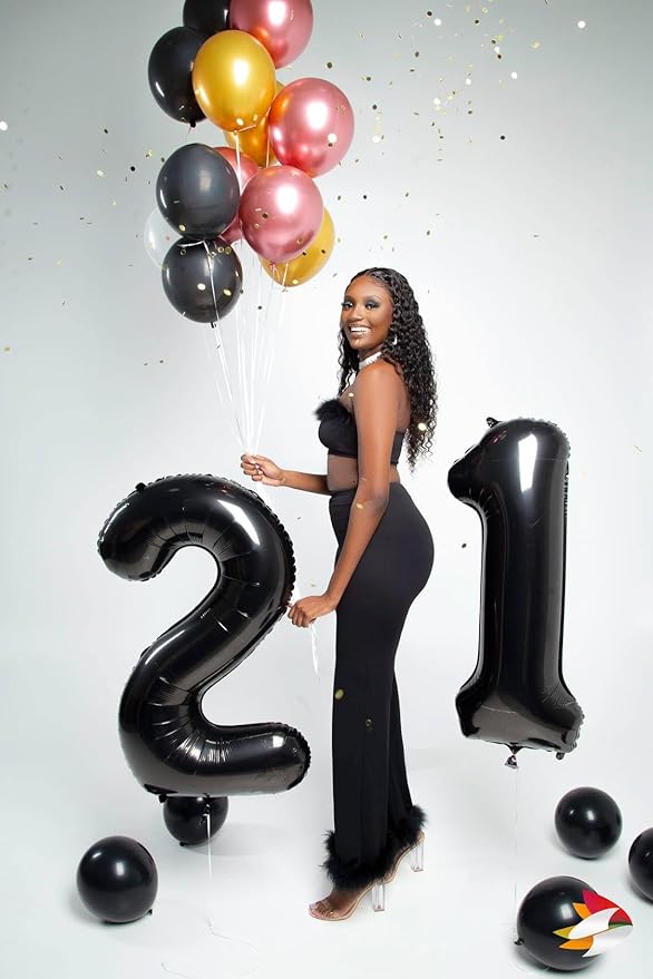 40 Inch Black Number 12 Balloon, Giant Number 12 Balloons for 12th Birthday Decorations, Party Supplies for Baby Boy Girl, Black Party Decor