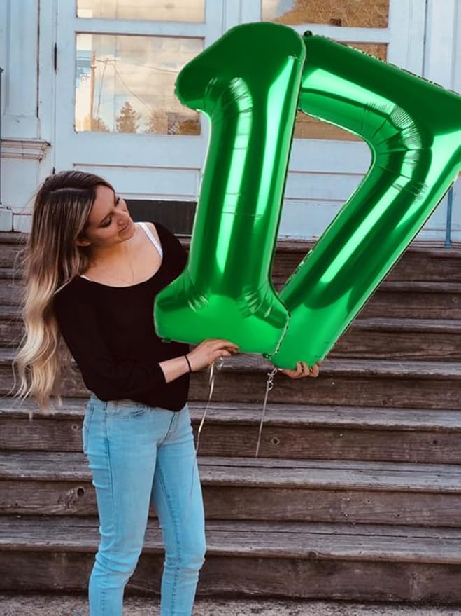 Number Balloons 1, 40 Inch One Balloons for 1st Birthday Girl Boy 1 11 21 Party Decorations Baby Shower Photo Shoot, Dark Green 1 Balloon