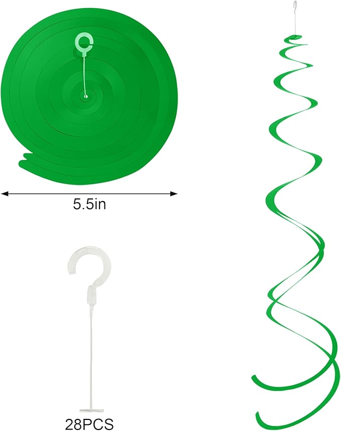 Colorful Ceiling Swirl Foil Decorations Hanging Plastic Streamer Themed Swirl Party for Graduation Celebration, Pack of 28 (Red, Green and Sliver)