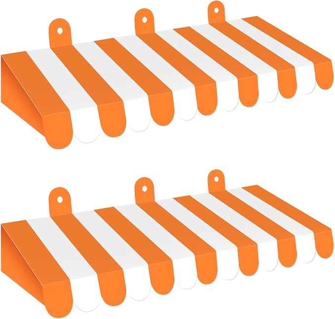 2 Piece Circus Awning Decoration 3D Carnival Tent Awning Wall Decorations for Circus Theme Party, Carnival Stand, Party Favors Supplies (Orange and White)