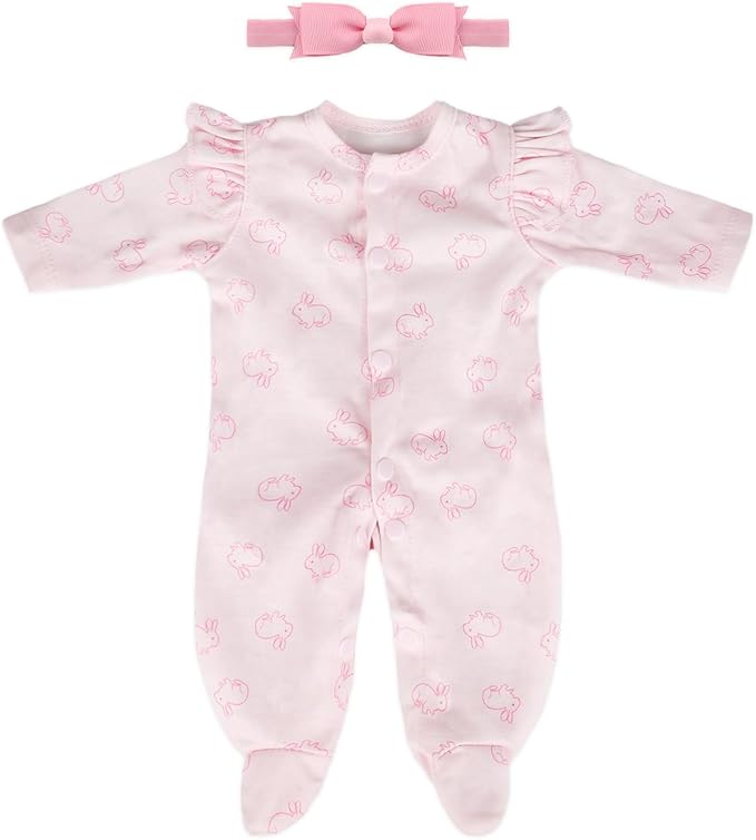 Realistic Reborn Baby Doll Clothes 16-18 inch 2pcs Pink Outfits Clothing Set Accessories Suitable for Reborn Babies and Newborns