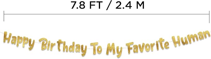 Pre-Strung Happy Birthday To My Favorite Human - Funny Birthday Gold Glitter Banner - Funny Birthday Decorations for Men and Women - Party Supplies and Gifts