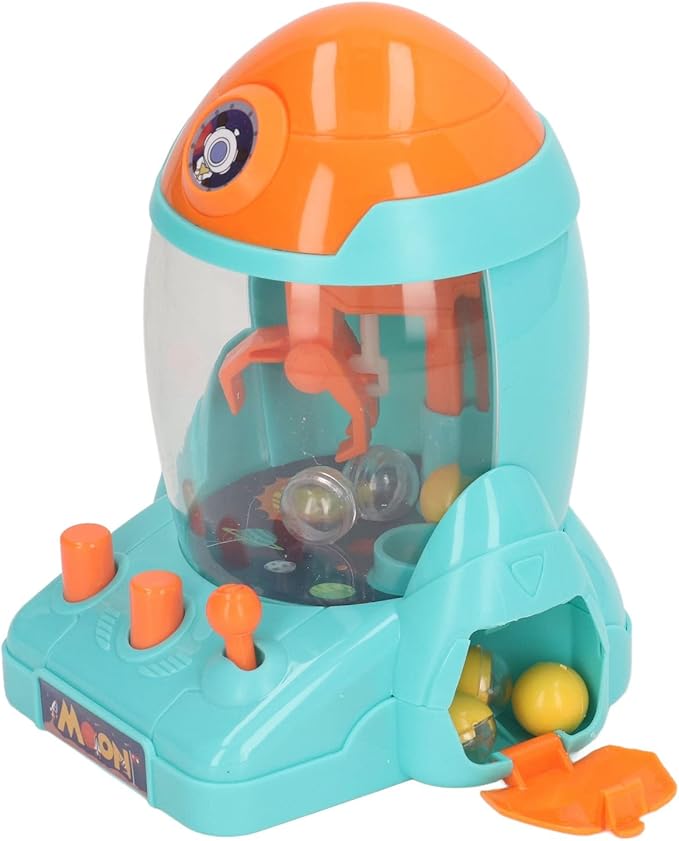 Portable Mini Space Rocket Claw Machine for Children, Colorful Tabletop Game Machine for Kids Interactive Play