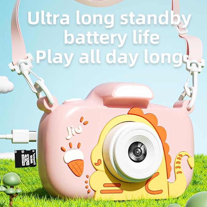 Kids Camera, 1080P 48MP Front Selfie Toddler Camera, 2.4 inch Big Screen Toy Camera, 8X Zoom in Chritmas Birthday Gift Cameras for Kids Boys Girl Age 2 3 4 5 6 7 8 9 10 11 12, Yellow