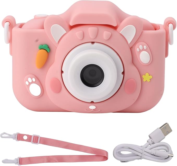 Children Game Camera, AI Face Recognition Comfortable Feel 1 Click Recording 2in Screen Automatic Birthday Gift Camera for Festival ()