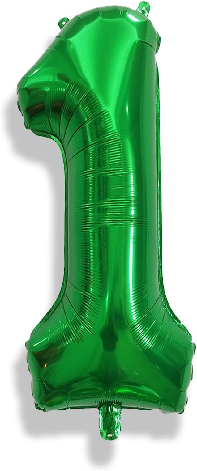 40 Inch Emerald Green 1 Balloon Number, 0-9 Set Large Number Foil Helium Balloons for Kids, Dark Green Balloons for Boys Girls 1st Birthday Party Baby Shower Anniversary Jungle Decoration Supplies