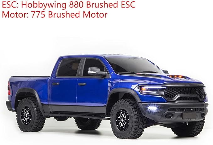 4x4 RC Off Road Vehicle 1/8 Radio Control Pickup Truck Differential Locks 2Speed Transmission Metal Gears Hobbywing ESC Lights Hobby Grade Model for Adult Hobby(Dark Blue)