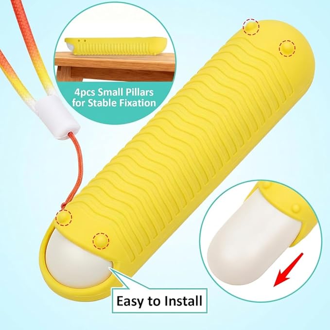 Silicon Cover for Nex Playground Game System Remote, Anti-Slip Shockproof Sleeve with 4 Pillars for Secure Placement, Dust & Water Resistant Protective Case with Lanyard - Yellow