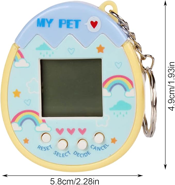 90s Toys Nostalgia, Game Machine with Keychain, Circular Design Compressive and Anti Drop Technology Equipped Multiple Game Modes, Digital Pet for Children Adult (Blue)