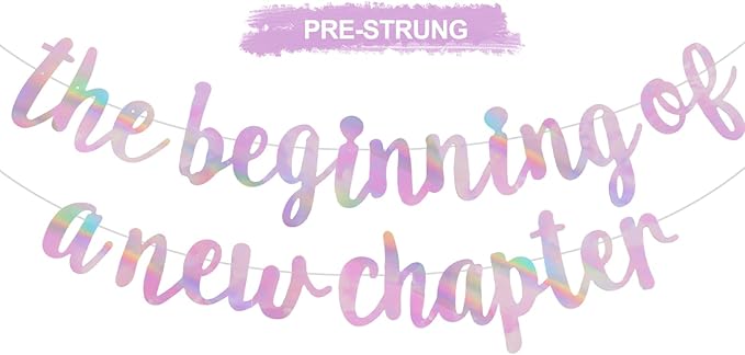 BEISHIDA Double-Sided Rainbow Pink The Beginning of A New Chapter Banner,Farewell Book Themed Housewarming Party Congratulations Decorations,Going away party Retirement Garland,Graduation Sign 2026 Banner