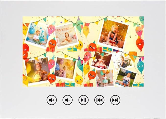 Custom Baby Birthday Video Greeting Card – Personalized Photo Slideshow – Delightful Keepsake for Young Kids – 7-Inch HD Screen, 4GB Storage, Rechargeable Battery, Easy USB Charging