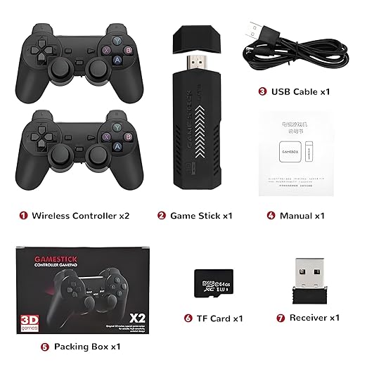 Retro Gaming Console 256G Retro Game Stick 4K HD Emulator Console with Dual Wireless Controller,Plug and Play Video Games for TV