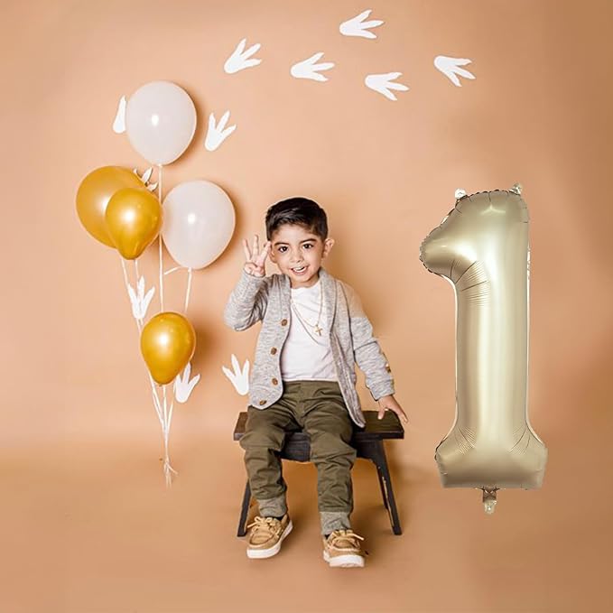 40 Inch Gold Number 1 Balloon for 1st Birthday Decoration, Metallic Light Gold Mylar Foil Number Balloons 0-9 for Boys Girls, Champagne One Helium Balloons for Women Men 1st Anniversary Party Supplies
