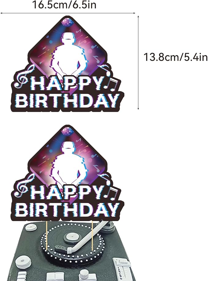 DJ Party Supplies DJ Birthday Party Decorations Includes Happy Birthday Banner Cake Topper Cupcake Toppers Balloons for Rock DJ Theme Birthday Party Music Party
