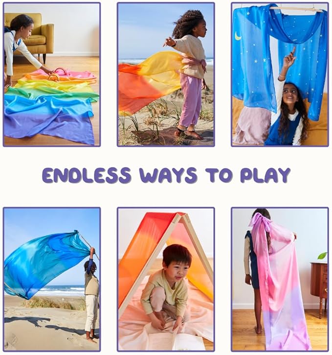 Sarah's Silks Playsilk - 100% Real Silk, Hand Dyed, Bright Colored Play Scarves | Montessori and Waldorf Toys for Dress up, Imaginative, and Pretend Play (35" x 35")
