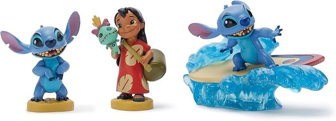 Disney Store Official Lilo & Stitch Figure Set – 7 Fully Sculpted Disney Figures Including Lilo, Stitch, Nani & More in Double-Tiered Box with Scenic Backgrounds