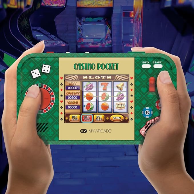 My Arcade Casino Pocket: Retro Casino Arcade Game, 30 Games, Rechargeable Battery, Includes Travel Case and Screen Protector, Roulette, Poker, Blackjack