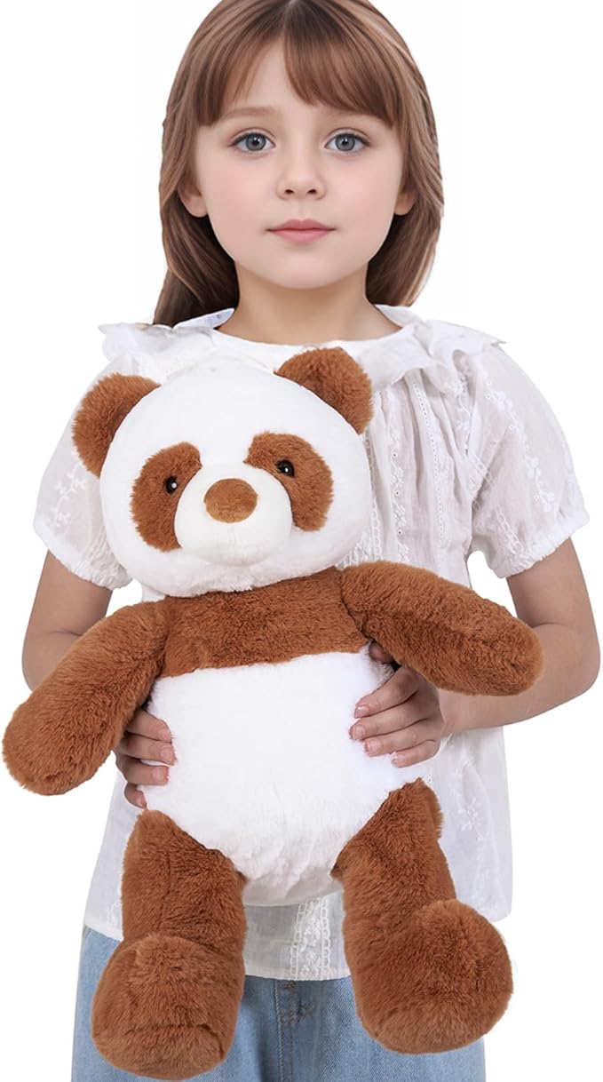 18" Panda Stuffed Animal Plush Toy Cute Soft Body Plushies Doll Kawaii Giant Panda Bear, Room Decoration Brown Bear Throw Pillow, Gift for Kids Boy Girl Birthday Valentines Christmas