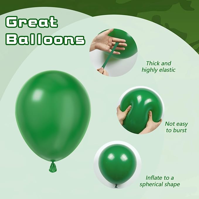 60pcs 12inch Camo Balloons, Green and Brown balloons with Dark Green Black Balloons for Hunting Camping Game Jungle Theme Camo Birthday Party Decorations