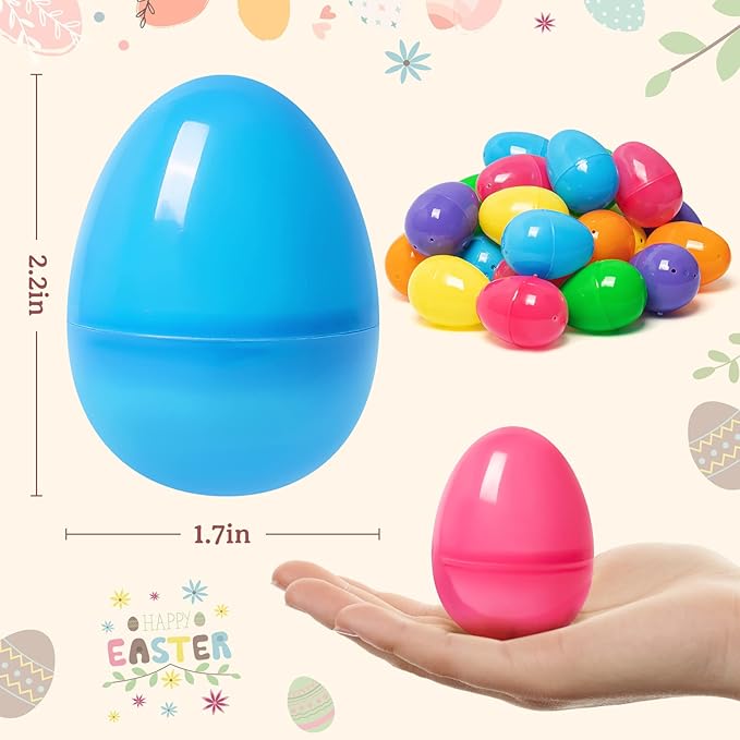 1000 PCS Plastic Easter Eggs Bulk, 2.4" Empty Easter Eggs in 8 Colors, Fillable Easter Egg for Easter Hunt, Basket Stuffers Fillers, Classroom Prizes, Party Favors Supplies Decoration
