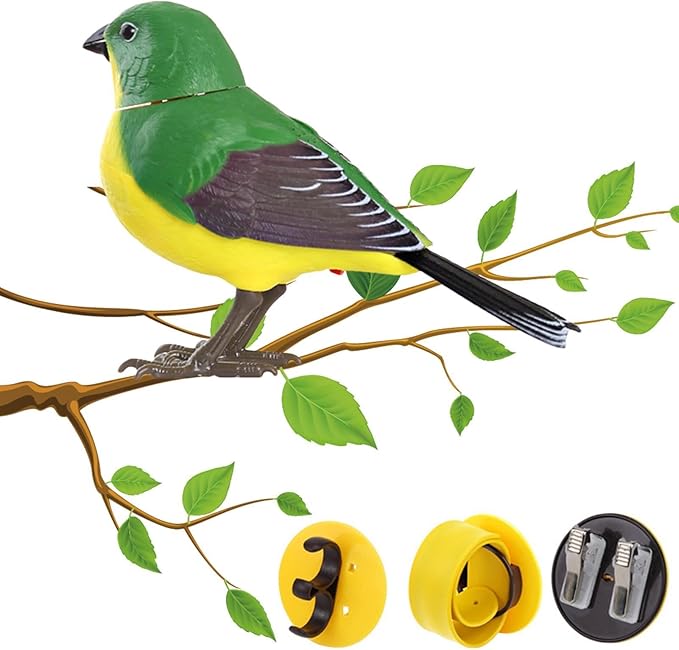 Electric Singing Bird Toy, Realistic Chirping & Light Control, Battery Operated for Home Decoration