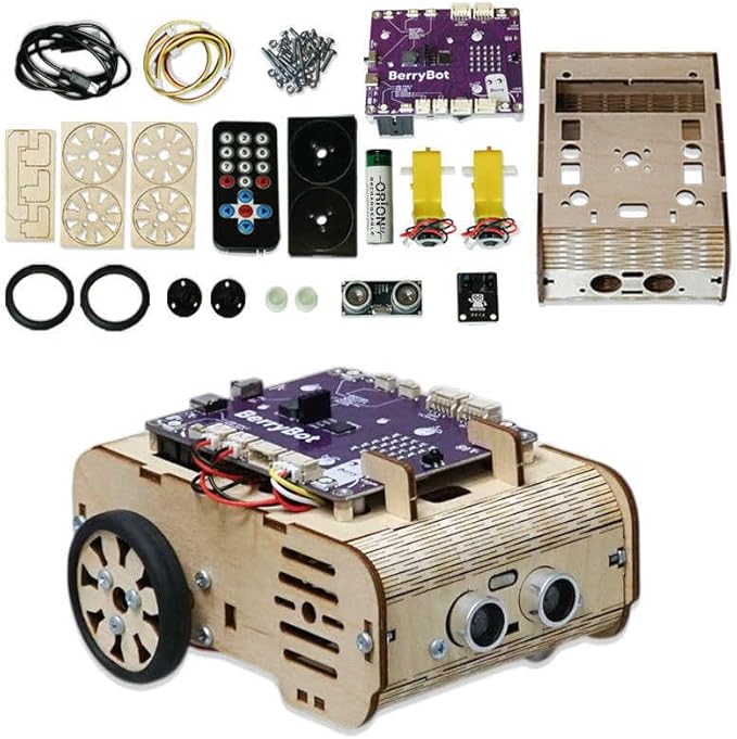 BerryBot – Programmable Robot Kit with Raspberry Pi RP2040 | STEM Learning, Graphical Coding, Easy Assembly, Obstacle Avoidance, Line and Light Tracking, Sumo Battle Modes, Scratch Robot