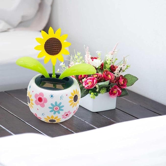 Solar Dancing Flowers Solar Powered Dancing Sunflower, Cute Solar Powered Dancing Swinging Flower, Swinging Solar Power Flip Flap Flower Decor for Car Home Desk,Learning and Education