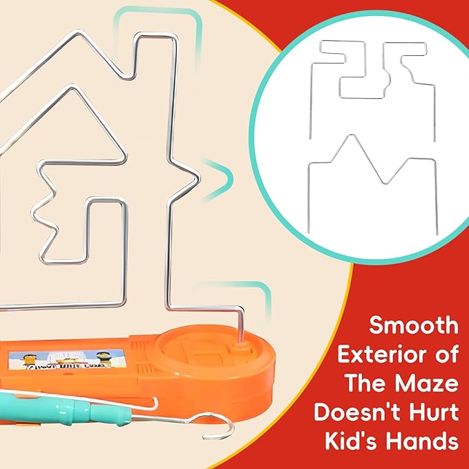 Electric Shock Game for Kids, Brain-Boosting & Fun Challenge Toy, Bright Color Collision Maze with Electric Shock, Engaging Family Game, Safe and Exciting for Children (Orange 3 in 1)