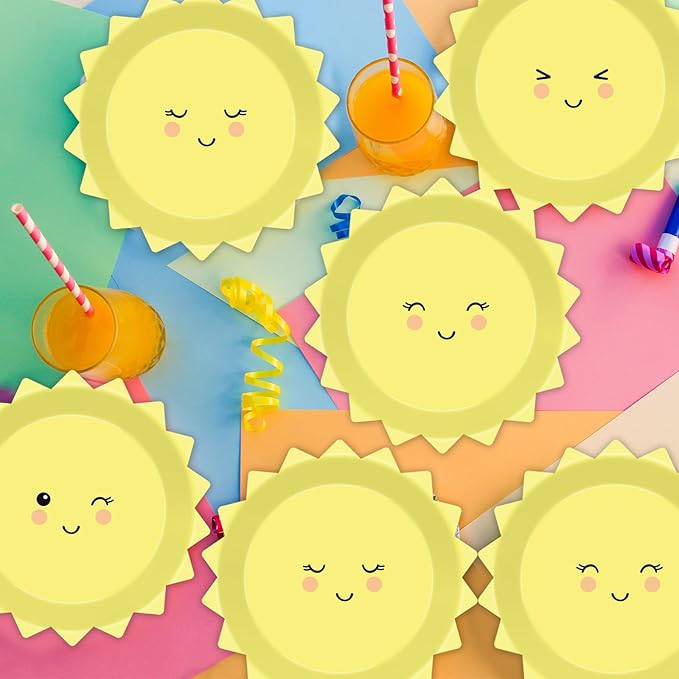 48 Pcs Yellow Sunshine Party Plates First Trip Around The Sun Paper Plates Sunshine Dinner Plates Summer Disposable Tableware for Sun 1st Birthday Party Supplies Baby Shower Birthday Decorations