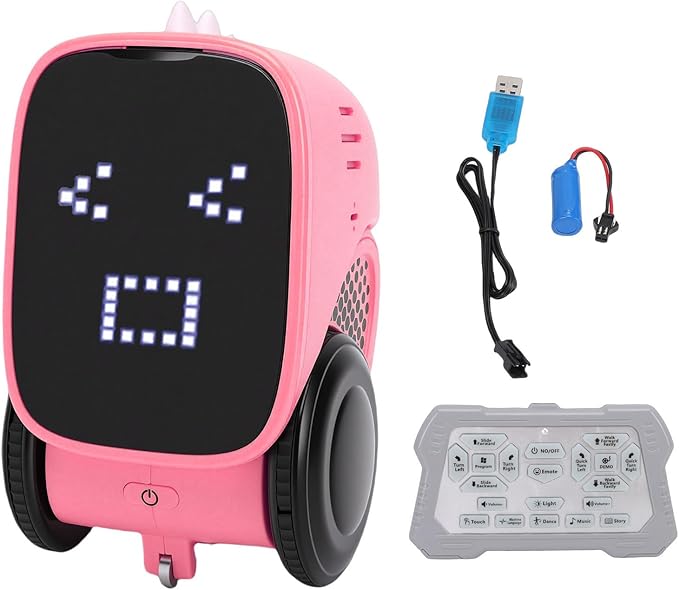 TOPINCN Smart Charging Robots for Kids, Interactive Smart Robotic with Touch Sensor for Boys Girls, Story Machine Remote Control Programming Toy for Early Education Learning (Pink)