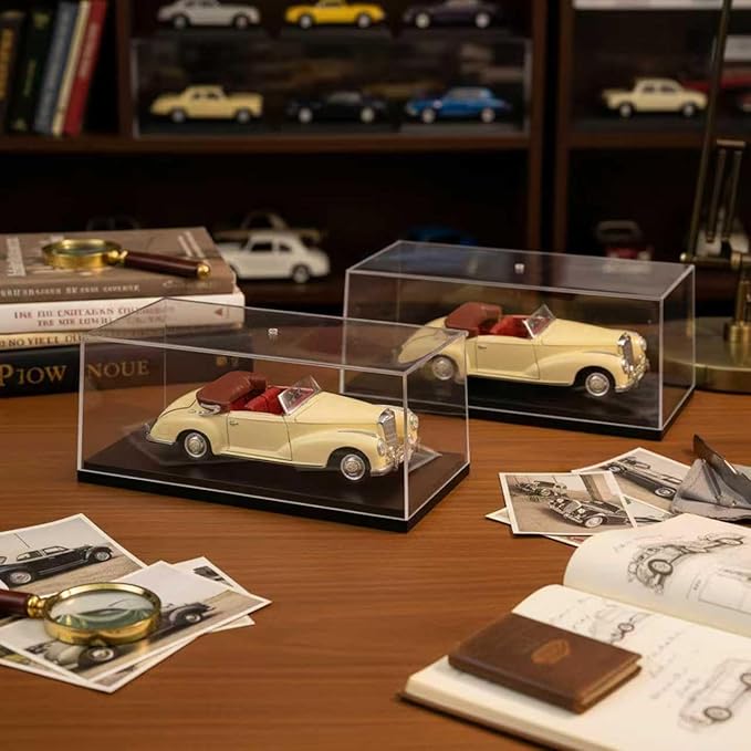1:18 No Assembly Diecast Display Case with Plastic Base - Acrylic Model Car Display Boxes - Dustproof Showcase for Collectibles Memorabilia (2, 1:18)