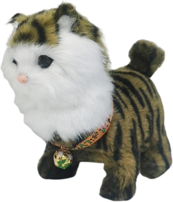 Electronic Walking Cat Toy, Robotic Pet, Vivid, Realistic, with Moving Tail, and, for Children, Brown