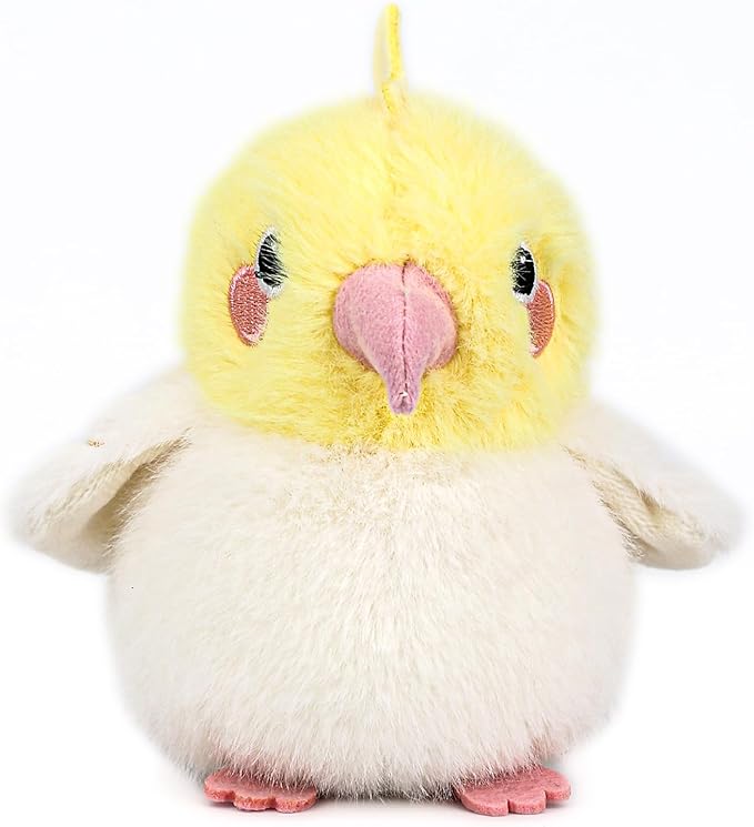 4.7 inches Cockatiel Plush Realistic Yellow Bird Stuffed Animal Cute Plush Toy Bird Bag Pendant Christmas Birthday Valentine's Day Gift for Friends Kids