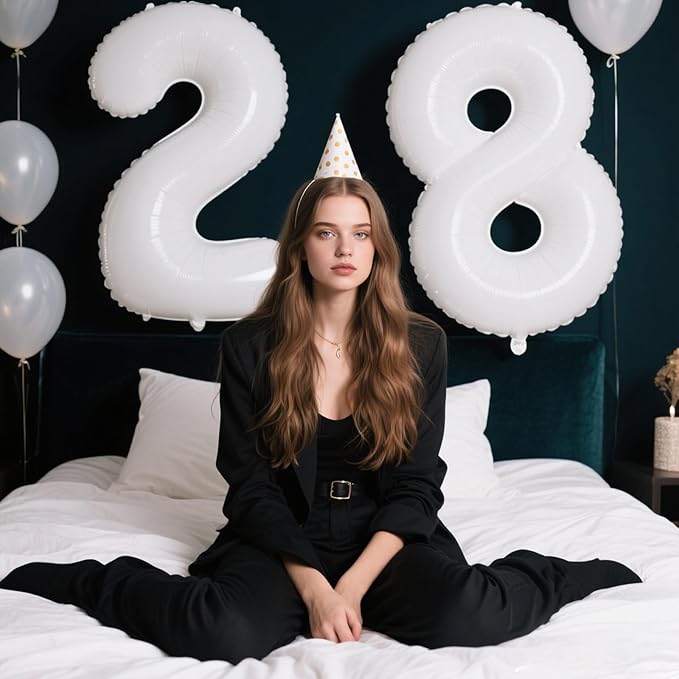 40 Inch Number Balloon White 8 Balloon Party Decorations 8 18 28 80 Giant Jumbo Foil Balloons 80th 88th Men Women for Birthday Anniversary Party Supplies