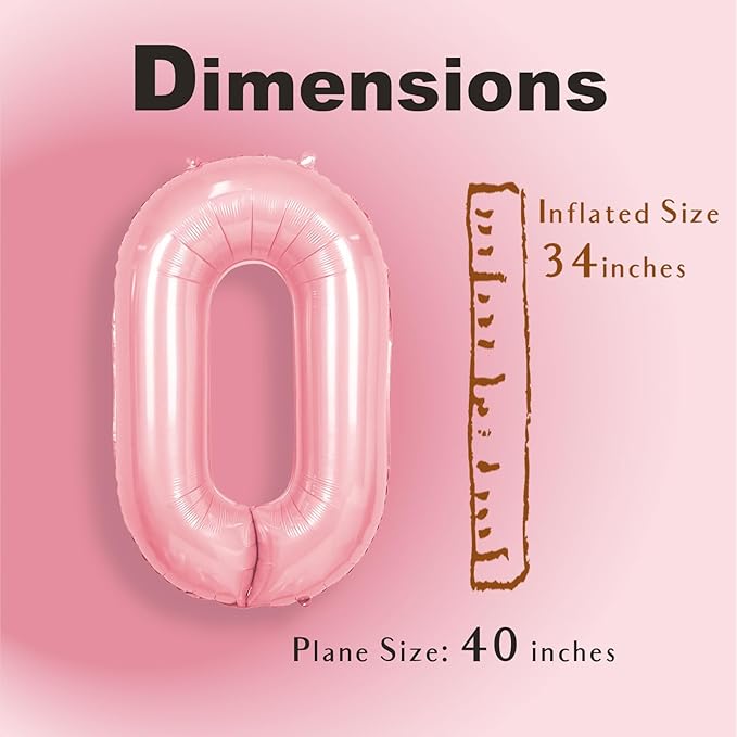 SUWEN 40 Inch Pink Large O Letter Balloons Big Foil Helium Letter Balloons A-Z Jumbo Mylar Happy Birthday Party Decorations for Girl Anniversary Party Supplies